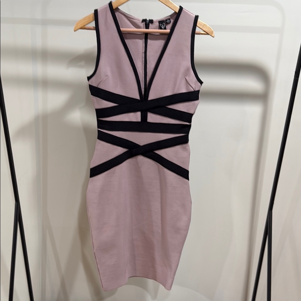 Windsor Pink V-Neck Sleeveless Bodycon Mini Dress